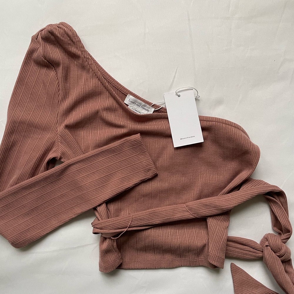 Lovers and Friends Milan One Shoulder Wrap Top in Blush - Picture 6 of 8